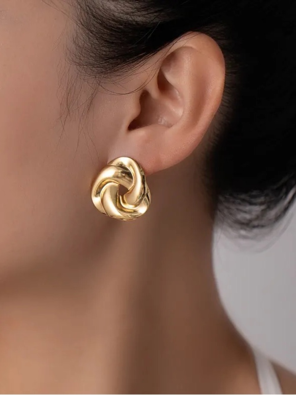 Twisted Knot Gold Stud Earrings.